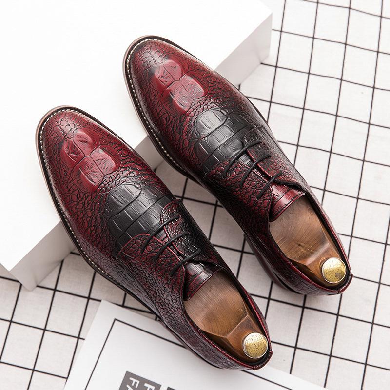 2025 Men’s Plus Size Casual British Retro Leather Shoes - Trendy, Formal & Fashionable 44 красный