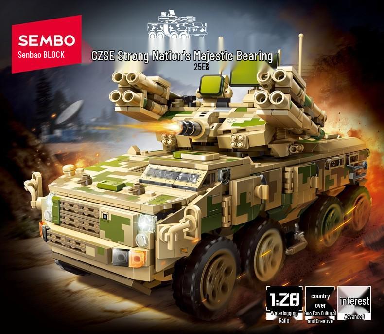 Sembo Bricks Military Tank Armory & Anti-Aircraft Vehicle Assembly Toy for Boys