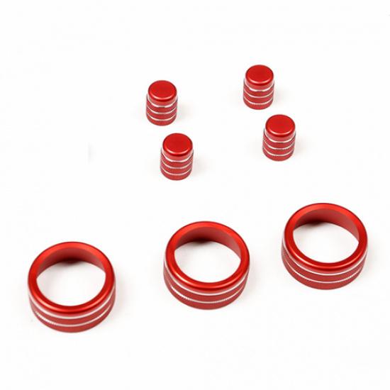 Car Dashboard Console Knob Red Trim Cover 7pcs For Honda Civic