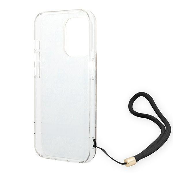 Etui do iPhone 14 Pro Guess 4G Print Strap Brązowy