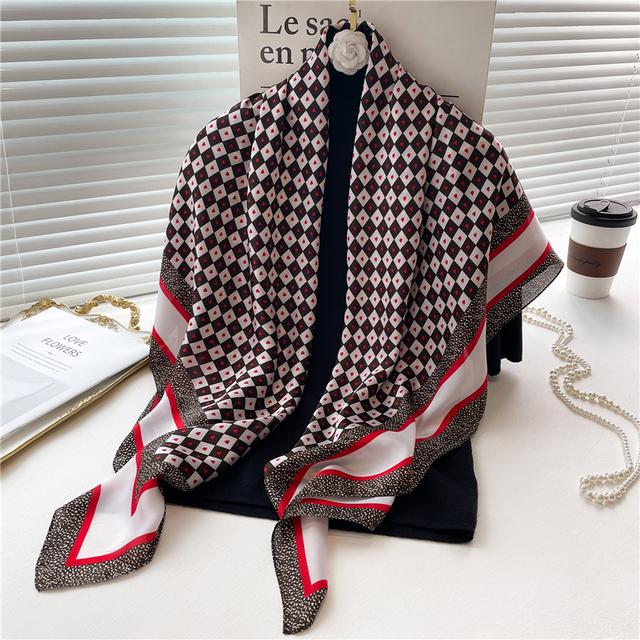 Foulard Carré En Satin Polyester – 70x70 Cm, Motif Graphique, Multi-usage : écharpe, Bandana, Turban, Accessoire Cheveux - 6