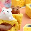 Cheese Mouse Stress Relieving Toy Cheese Pinch Fun Stress Ball Vent Squirrel Cup Prank Toy