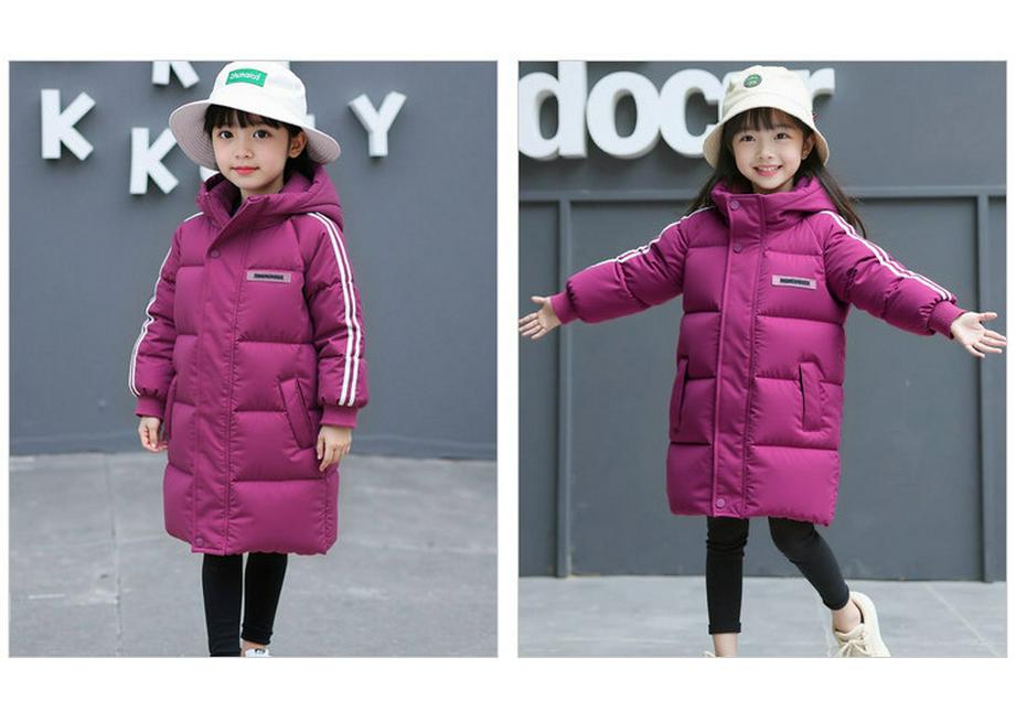 Mid-Length Children's Down Cotton Jacket - Warm, Thickened Outerwear for Boys and Girls