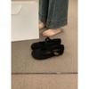 French Flat-bottomed Retro Round Head with Suede Mary Jane Shoes Women's Shoes Versatile Commuting Gentle Evening Wind Single Shoes