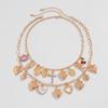 Exaggerate Punk Metal Heart Pendant Necklace for Women Crystal Cross Multilayer Necklace Statement Part Jewelry Accessories New