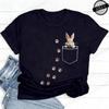 Pocket Bunny T-Shirts – Cute Rabbit Paw Prints T-Shirt Funny Bunny Graphic Tee Tops Sweet Rabbit Sitting in The Pocket Shirt