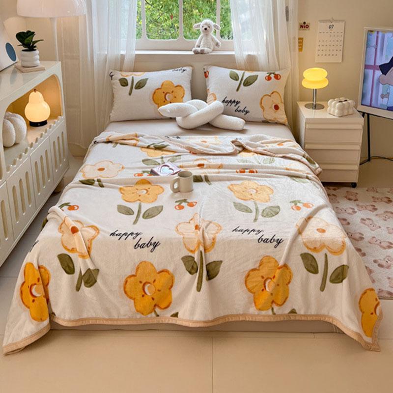 

Одеяло из молочного бархата с цветочным принтом, многофункциональное мягкое покрывало для дивана, для офисного сна, стойкое к выцветанию, сохраняющее тепло, простыня для зимы 100x150cm