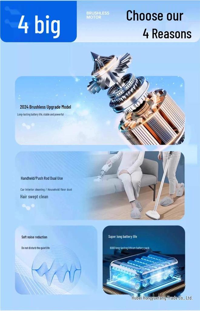 Compact Wireless Vacuum Cleaner: High Suction, Quiet, Handheld, Ideal for Home, Car, Pet Hair, Dust Mites Removal