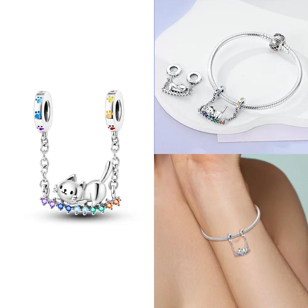 Copper Original Charms Love Heart Dog Cat Paws Pendant Beads Fit Mula Bracelet Diy Jewelry For Women Gift