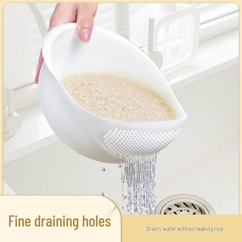 Multifunctional Kitchen Drain Basket and Rice Washing Sieve with Fine Holes - No Rice Leakage, PP Material, for Washing Vegetables/Fruit and Storage.