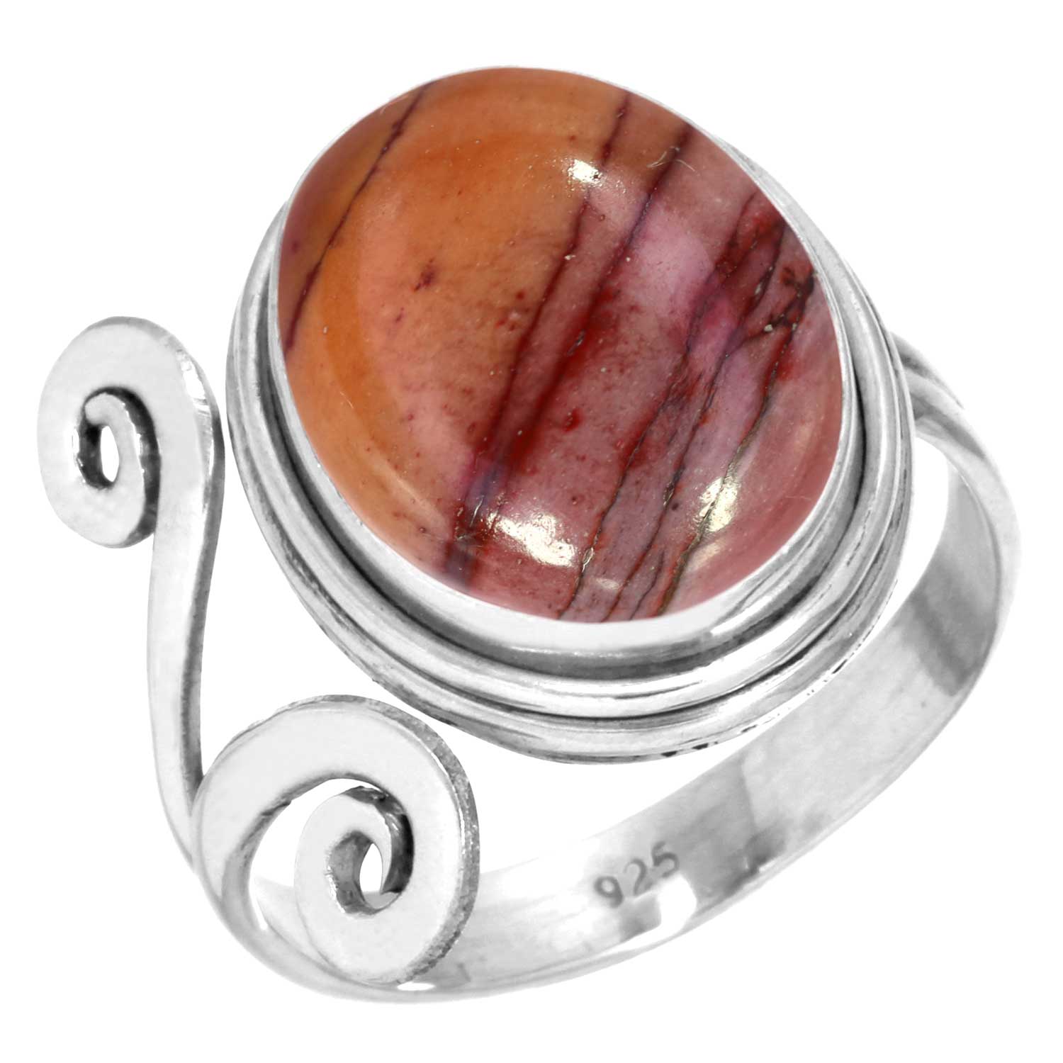 

Кільце зі срібла 925 проби Жіноче з дорогоцінним камінням Ручна робота Ювелірні вироби Подарунок на День матері Мукаїт Монтанський агат Моховий агат Спіні Ойстер Родоніт Око Шиви Вінтаж 12