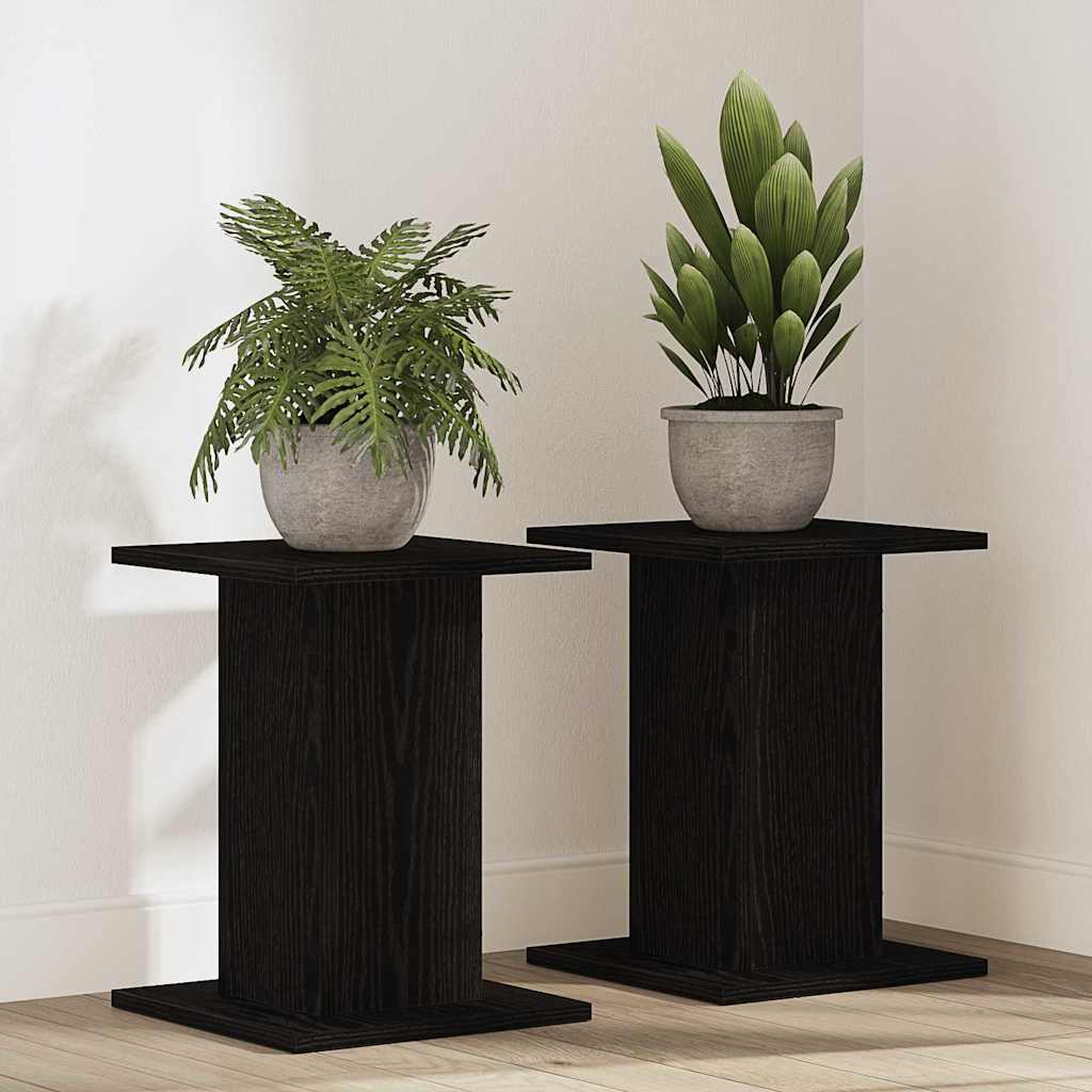 Plant Stand 2 pcs Black Oak Effect 30 x 30 x 40 cm