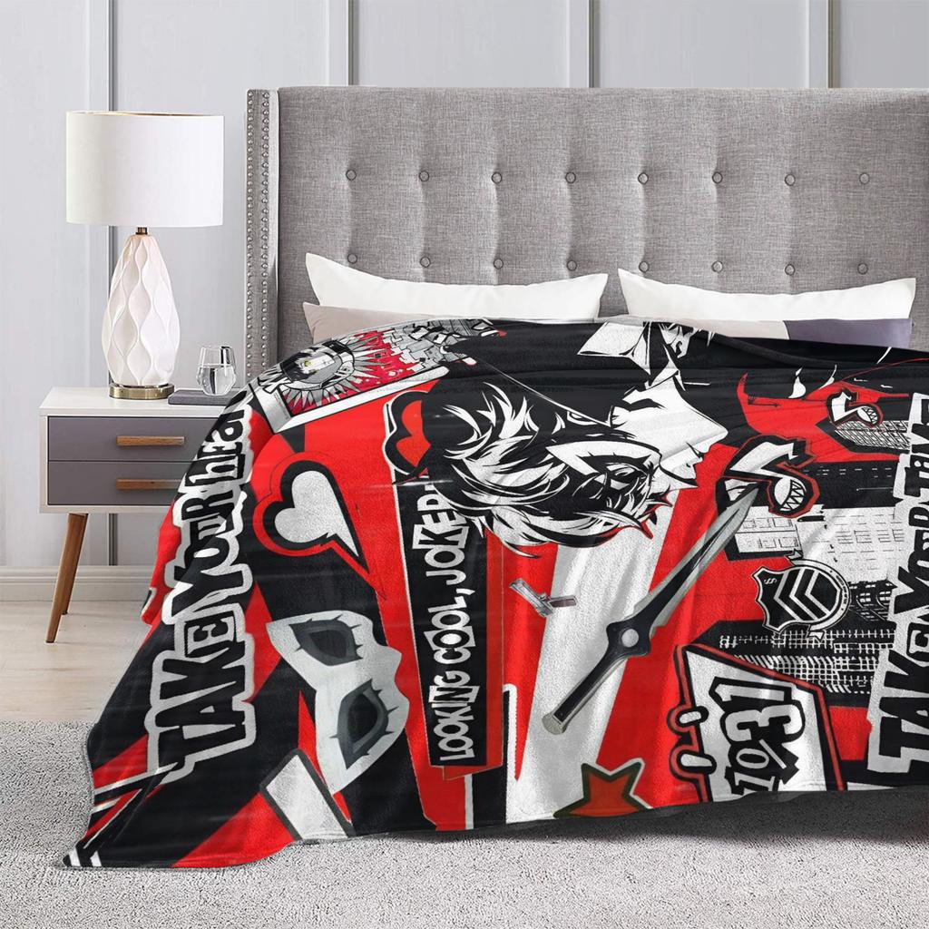 Anime P-Persona 5 Flannel Blanket  Soft Warm Bedding Throws For Outdoor Travel Street Trend Bedspread Sofa Bed Cover
