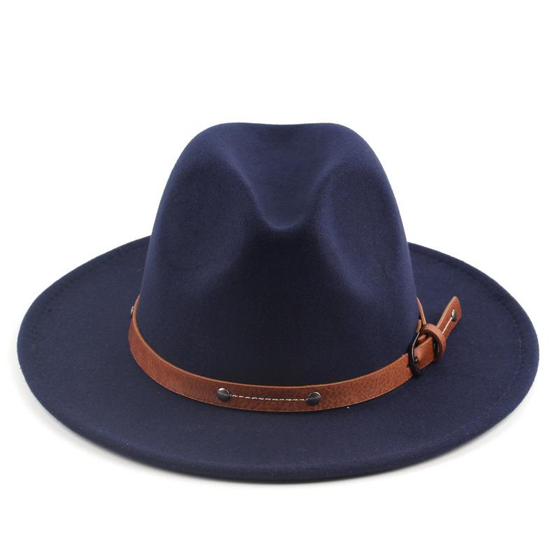 Unisex British Wool Felt Flat-Top Fedora Hat for Autumn/Winter