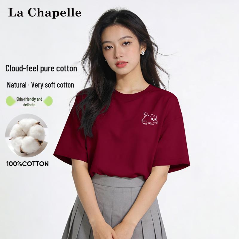 

La Chapelle Women s Pure Cotton Round Neck Cat Print T-shirt L