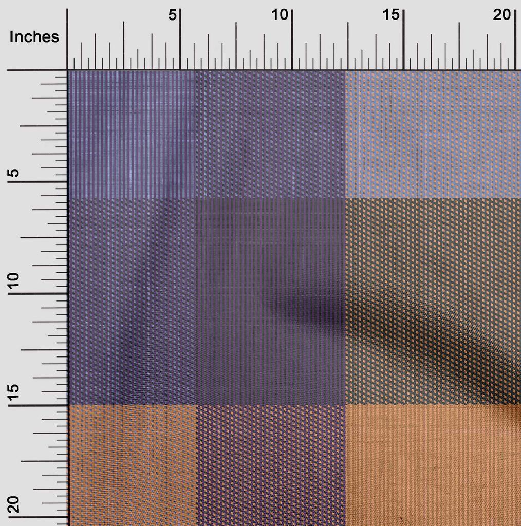 oneOone Cotton Flex Brown Fabric Check Sewing Material Print Fabric By The Yard 40 Inch