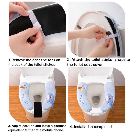 Capac Capac WC Moale Flanelă Anti-Alunecare Lavabil Pernă Pad Model Balenă Desene Animate Elastic Potrivit Rotund Alungit Pătrat Covoraș Capac WC