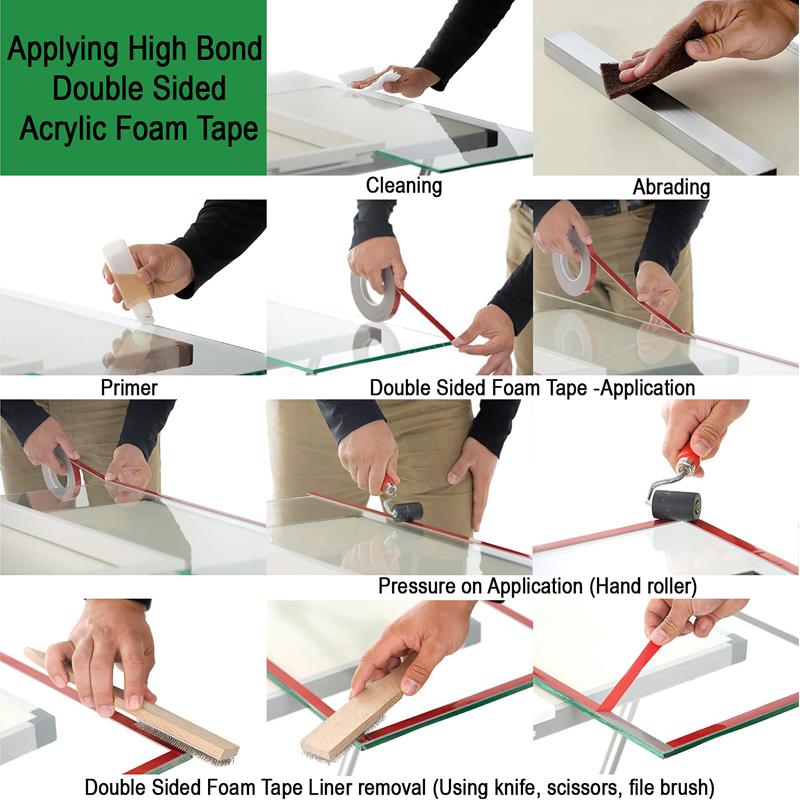 High Temperature Resistant Doublesided Tape Heavy Duty Waterproof Mounting Foam Tape For Car Wall LED Strip Light Home Office