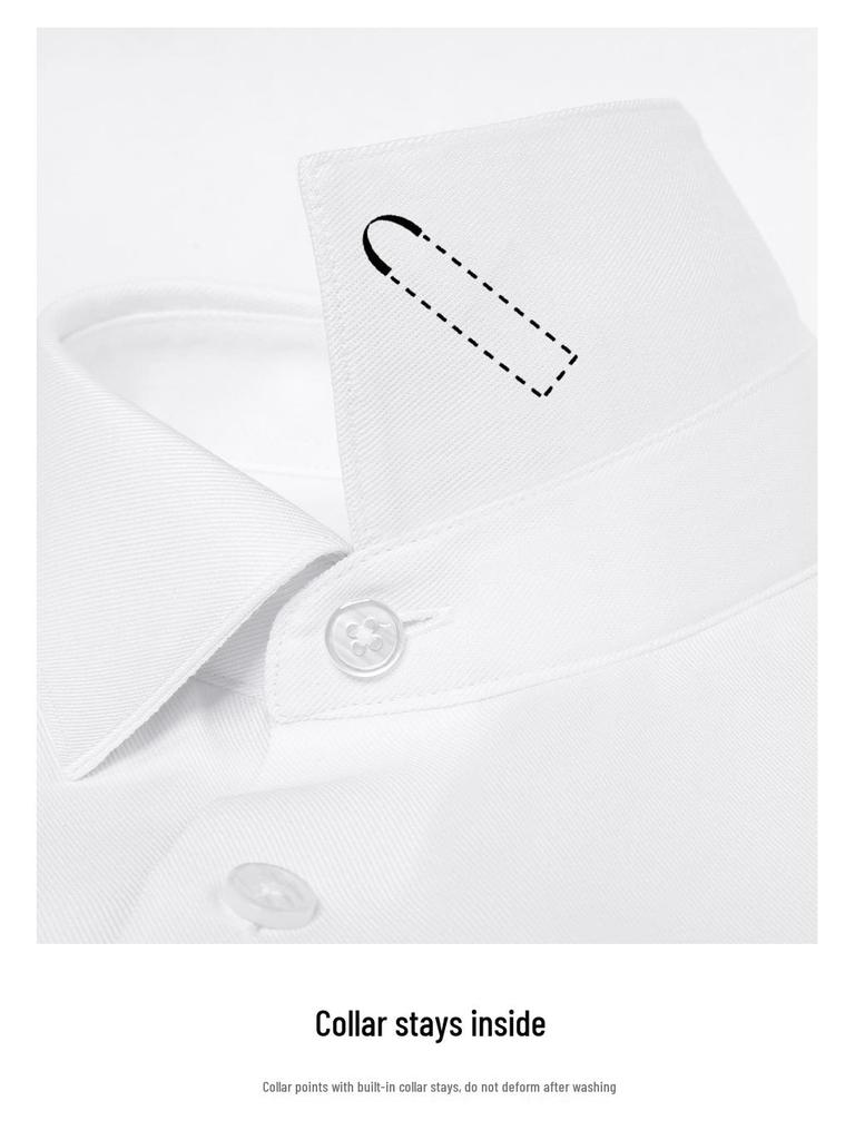 Men's Slim Fit Long Sleeve Modal Tencel Wool Shirt - Iron-Free, Machine Washable, Solid Color, Business Attire.