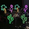 Solar Garden Landscape Lamp, Flaming Bird Cactus Neon Lamp, Outdoor LED Lamp, Lawn Ground Plug Lamp