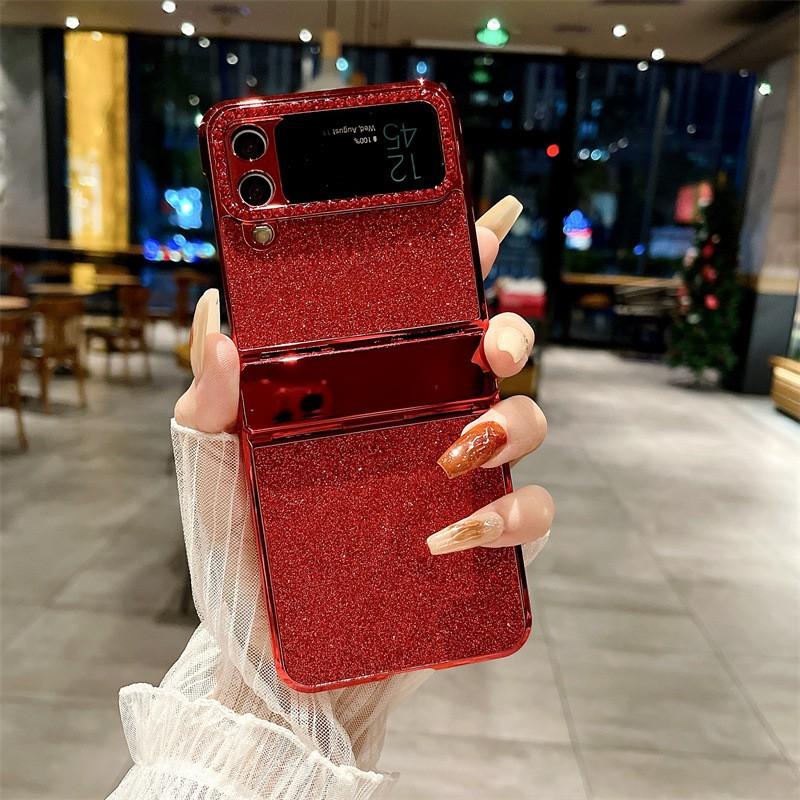 Foldable Phone Case Galaxy Z Flip 4 3 Full Cover Protective With Vegan Leather Hinge Design