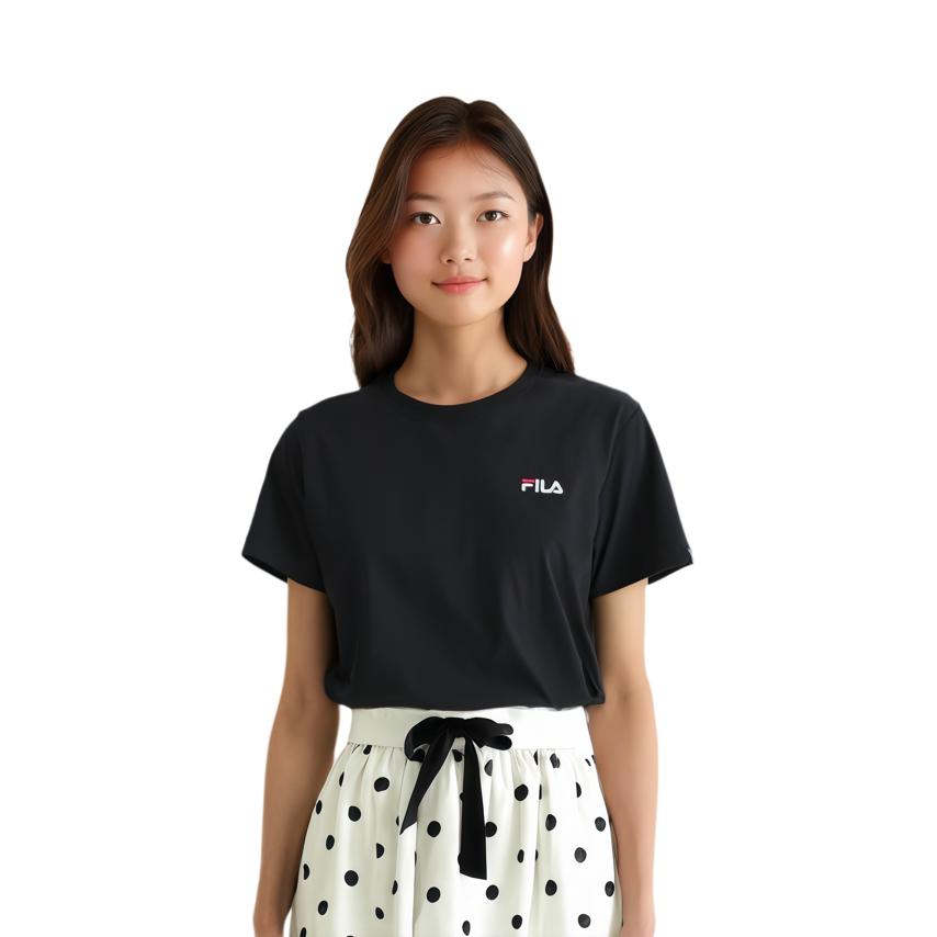 Fila T Shirts Unisex Black Blk Crew Neck Moderate FS2RSH2101X-BLK