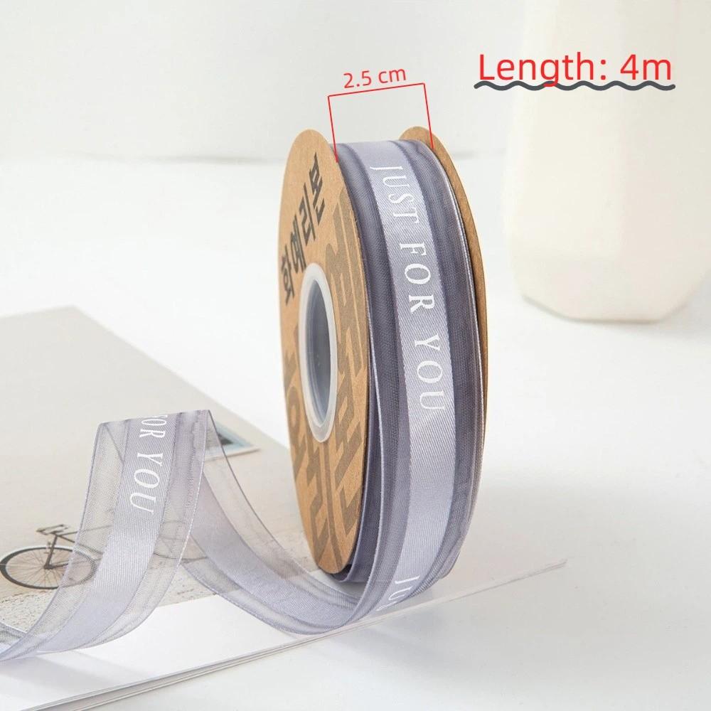 Decorative 1.1cm Chiffon Silk Ribbon "JUST FOR YOU" DIY Printed Ribbon Flexible Sheer Wrap Decor Ribbon Wedding Decoration