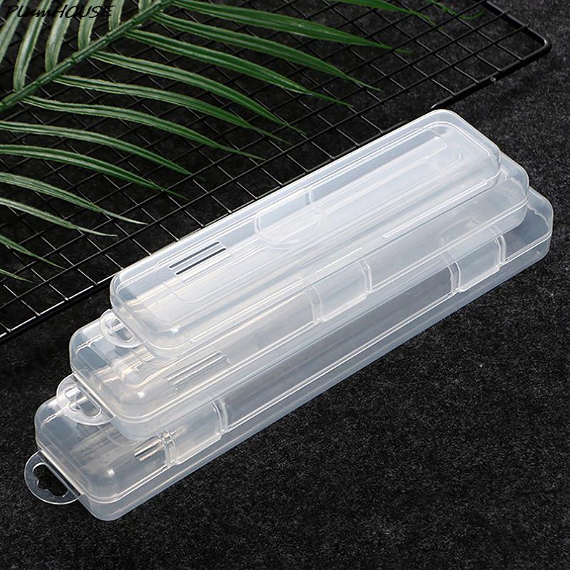 1pc Portable Makeup Brush Organizer Eyebrow Pencil Tableware Chopsticks Transparent With Cover Storage Box Kitchen Accessories