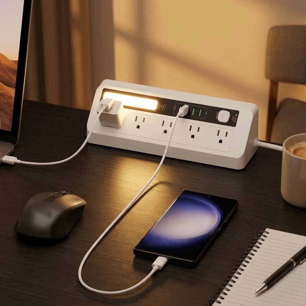 2AC 2USB Multi Outlet Power Socket 3 Color USB Charging Station Desktop Charging Strip Nightstands