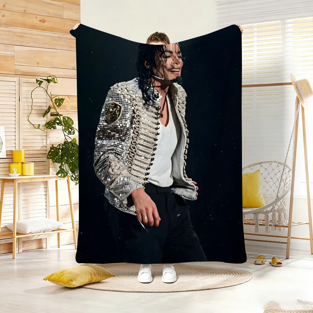 Kpop M-Michael Jackson Throw Lightweight 240G Flannel Blanket Soft Skin-Friendly For Summer Cooling