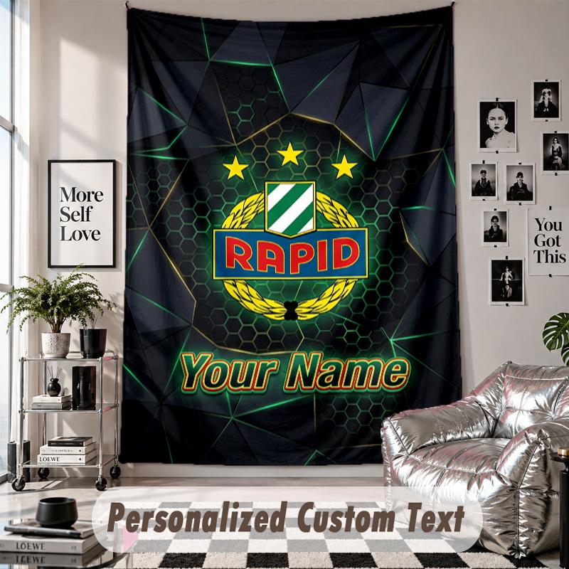 Custom Tapestry Wall Hanging, Rapid Wien FC Personalized Name Text Home Wall Decor