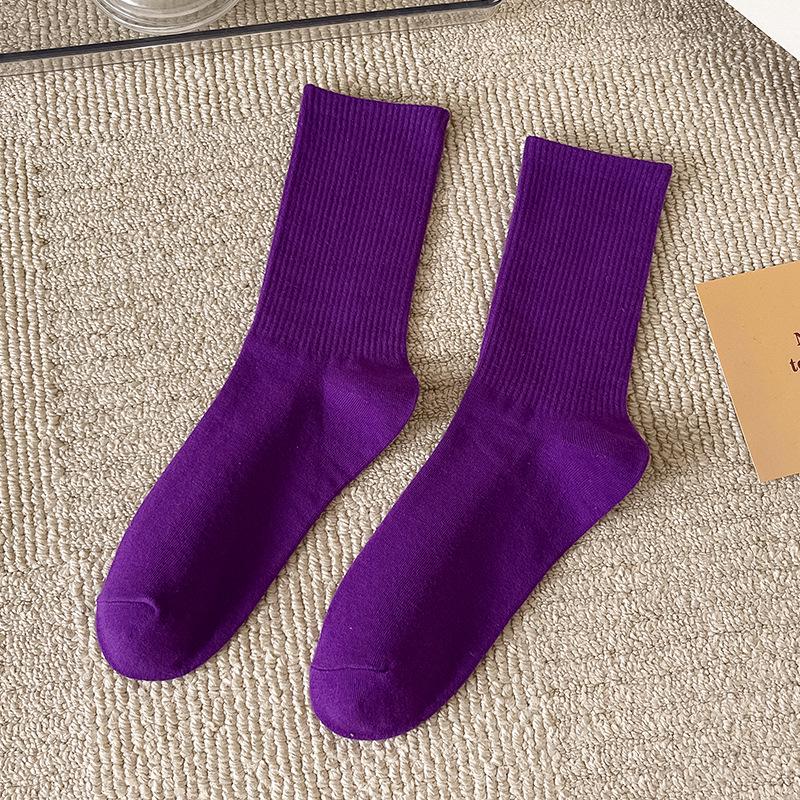 Women's Trendy Candy Color Thin Mid-Calf Socks - Colorful Japanese Style Summer Pile Socks