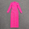 Women's Elegant Rhinestone Round Neck Slim Fit Evening Dress