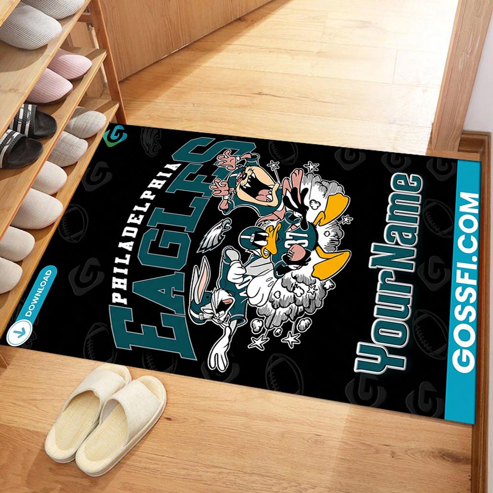 Philadelphia Eagles Customizable Name Area Rug Perfect For Outdoor Living Rooms Study Room Hallway Antislip Rug Decorate Offices