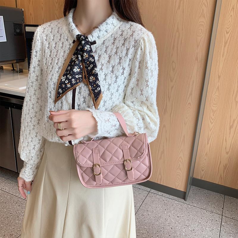 Small bag women's new fashion diamond one-shoulder messenger bag wide shoulder strap small square bag trendy one