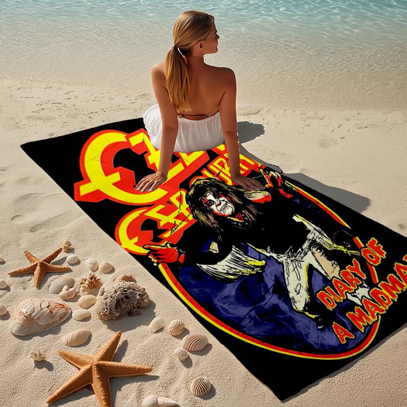 proof beach towel with a Ozzy Madman pattern - soft,absorbent,quick-drying,machine washable - perfect for swimming,camping,bathing
