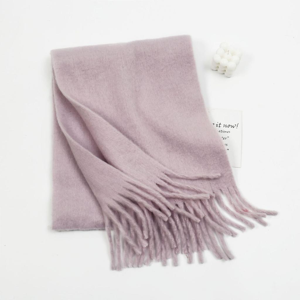 Autumn and winter solid color imitation cashmere beard scarf women's versatile shawl scarf light luxury style
