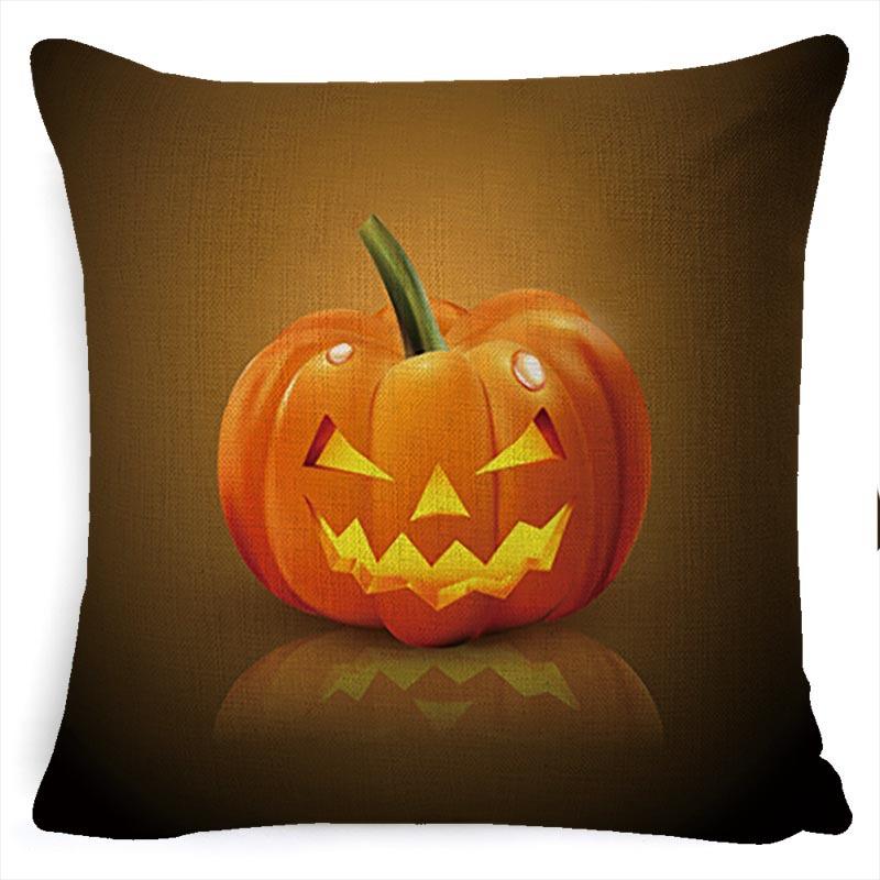 Halloween Pillow Pumpkin Little Witch Horror Cushion Linen Cushion Cover Holiday Party Pillow Cover Bed Backrest