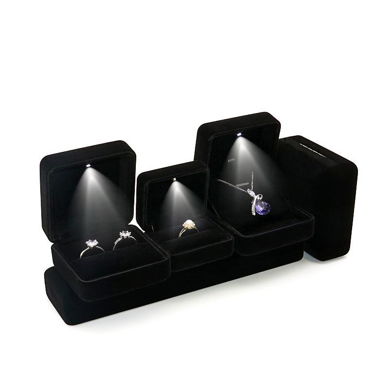 LED Light Jewelry Gift Box for Engagement Rings, Bracelets, Bangles, and Necklaces