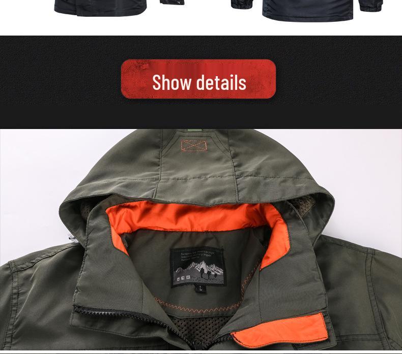 Men's Mid-Length Casual Outdoor Hooded Plus Size Jacket for Spring and Autumn (Style 086)