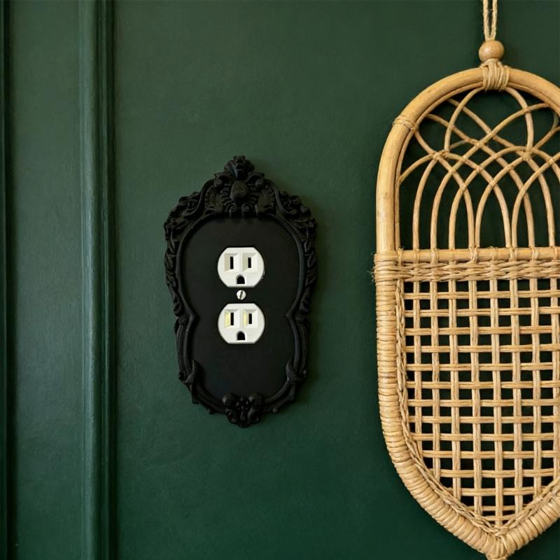 Gothic Style Wall Switches Plate Cover Elegant Decorative Plastic Panel Elegant Black Wall Panel Cover For Home Decoration