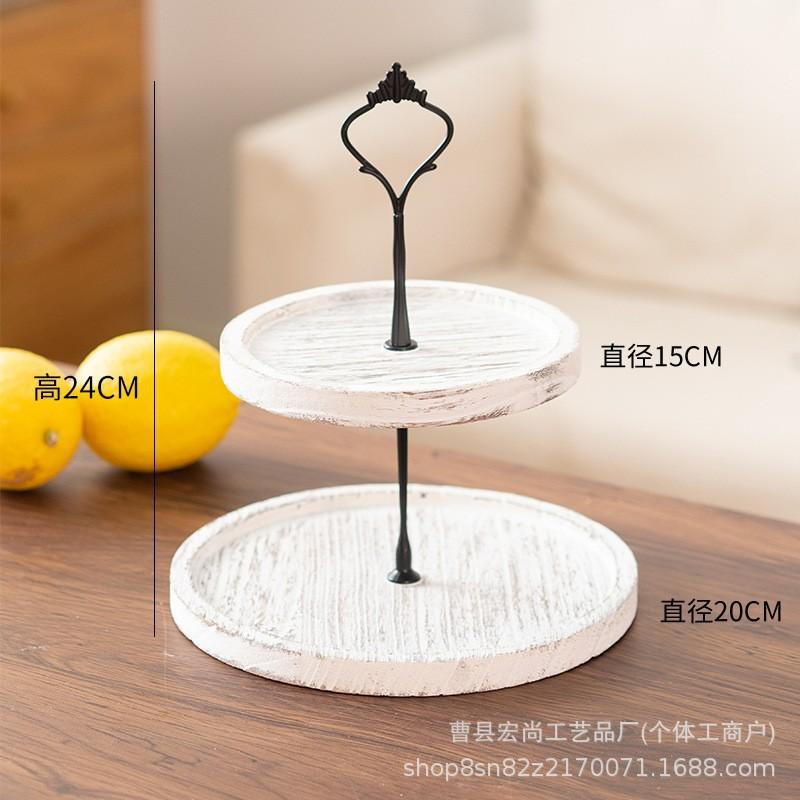 Rustic Wooden Dessert Stand 3-Tier Round Cake Display Tray Wedding Party Buffet Table Decor
