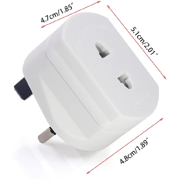 2-pinový na 3-pinový adaptér zásuvky pro elektrický holicí strojek - EU na UK konvertor - bílý