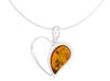 Short Silver Women' Heart Necklace with Amber Heart Choker 40