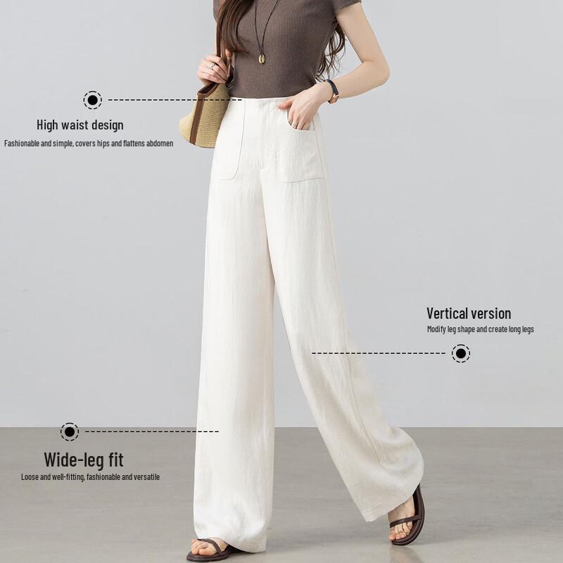 Premium Linen Blend High-Waist Casual Pants