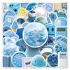 50 Pictures Ins Blue Doodle Personality Small Fresh Guka Manual Account DIY Milk Tea Cup Water Cup Suitcase Sticker Waterproof