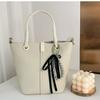 Korean-Style Bow Car Keychain with High-End Silver Bead Ribbon Pendant