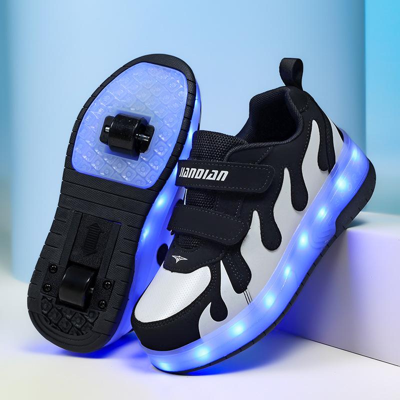 

Беговая обувь для студентов, мальчиков и девочек, роликовые коньки для взрослых, светодиодная зарядная световая обувь с колесами 42