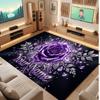 Floral Garden Theme Soft Crystal Velvet Rug Custom Name & Text Print Non Slip Floor Rug for Bedroom Living Room