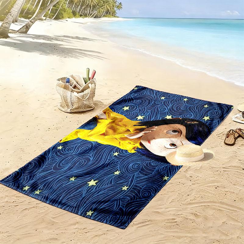 Coraline Print Beach Towel, Large Soft Quick Dry Towel for Beach Camping Swimming